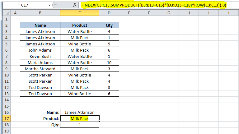 Using Excel SUMPRODUCT function with the Row function Using Excel SUMPRODUCT function with the Row function.